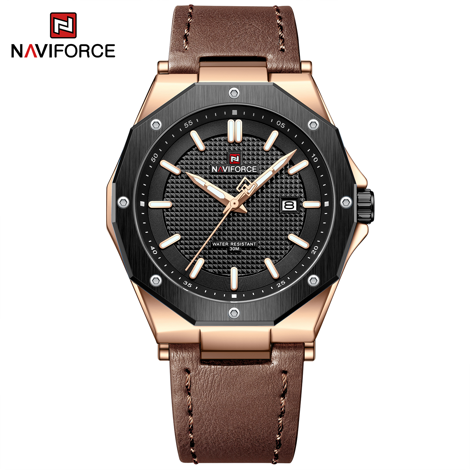 Naviforce Dark Triad Rose Gold Brown