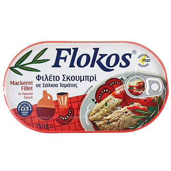Mackerel fillet in tomato sauce FLOKOS 150g