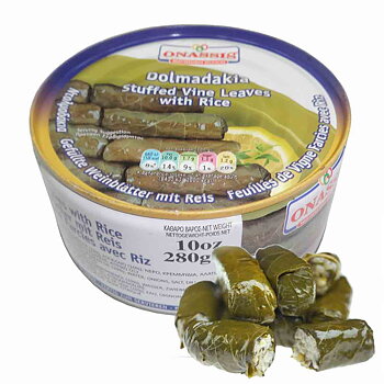 vine leaf dolmades with rice, 280gr, "ONASSIS", without preservatives