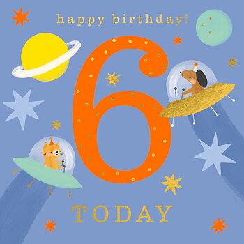 6 Animals In Space, Greeting Card