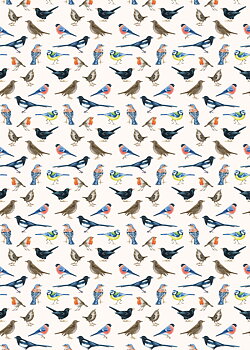 Birdsong Cream Birds 3M Roll Wrap