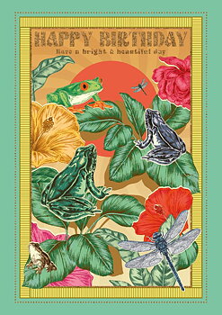 Time To Party Frogs, Greeting Card