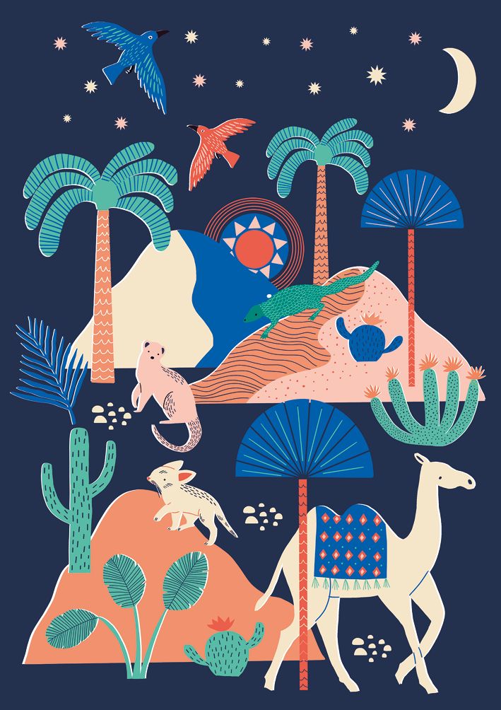 Camels & Palms, Greeting Card