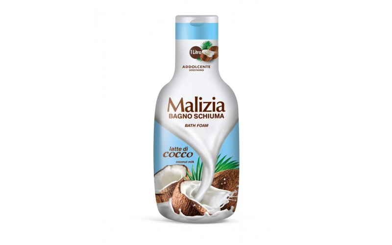 malizia bagno schiuma bath foam, latte di cocco, 1L