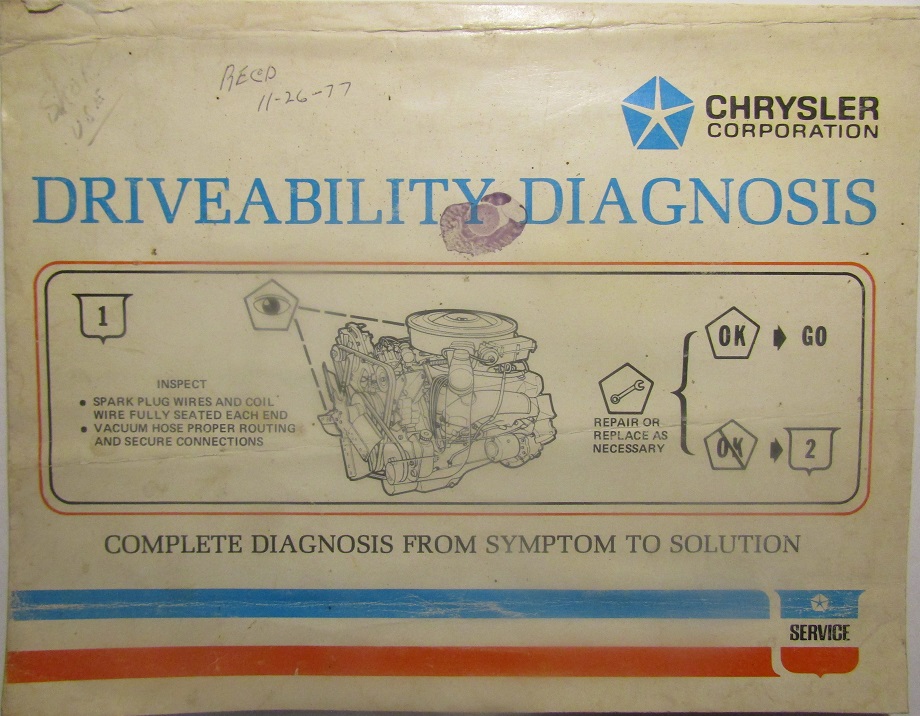 1977  Chrysler Corporation Cars & Trucks Driveability Diagnosis alla modeller
