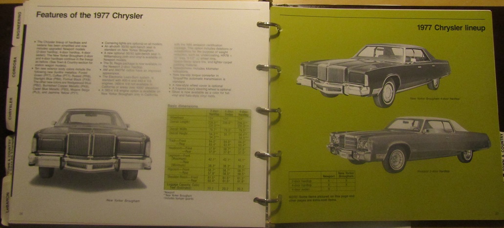 1977 Chrysler Data Book and Car Selector Dealer Album - 2