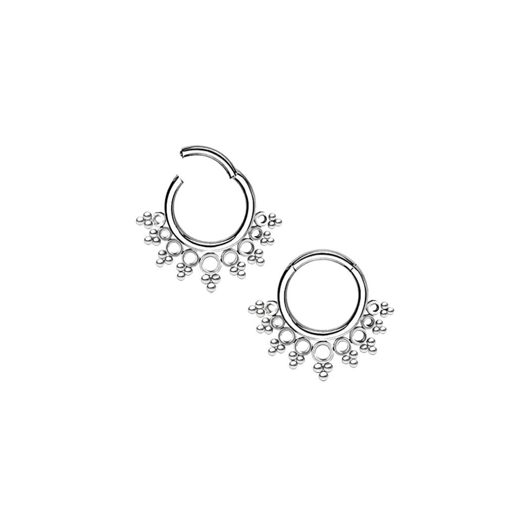 Daith och septum clicker med fint mönster i 316l kirurgstål