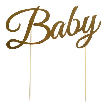 Tårtdekoration Baby Guld
