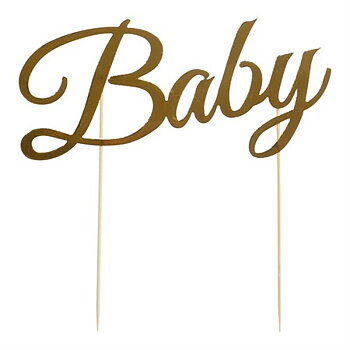 Tårtdekoration Baby Guld