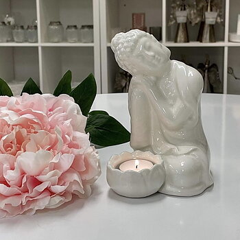 Ljushållare Buddha vit, 18 cm