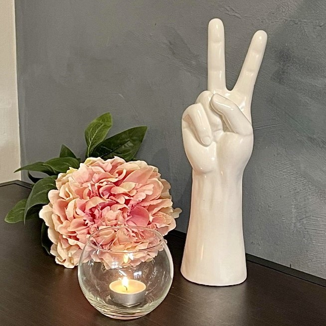 Dekoration Peace vit, 29 cm