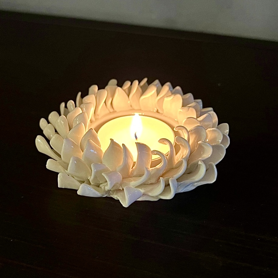 Ljuslykta Krans vit, 3,9x6,7 cm - 4