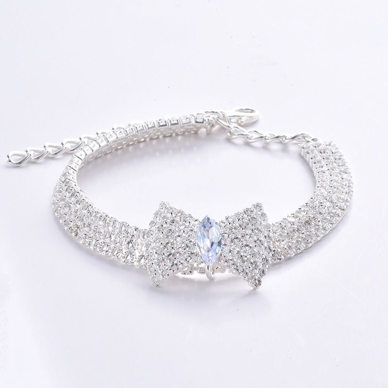Katthalsband Strass Rosett
