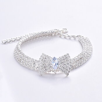 Katthalsband Strass Rosett