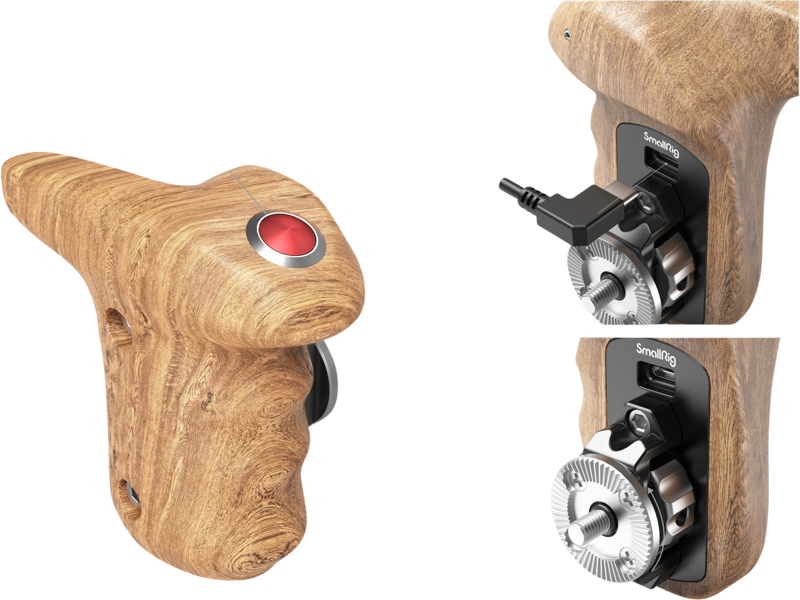 Smallrig 3324 Rosette Side Handle Wood med Record Start/Stop Remote Trigger – för filmskapare - 3