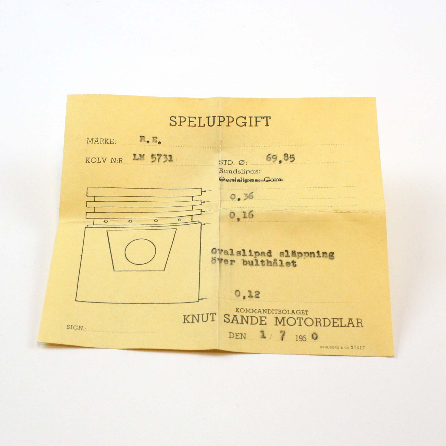 Stempel Royal-Enfield 350 OHV ( Overhead Valve ) 1926-28 NOS - 5
