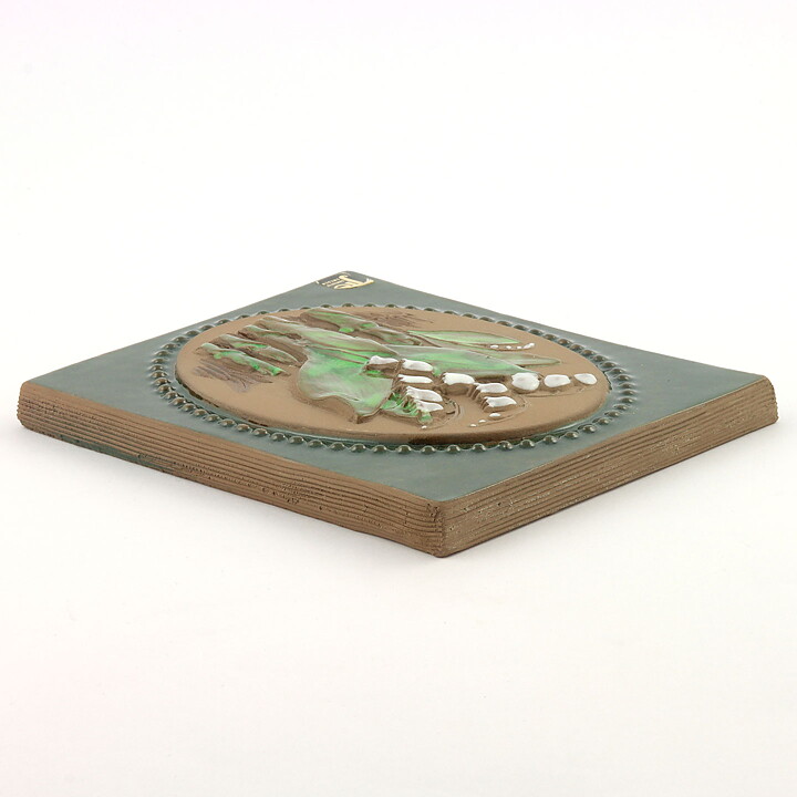 Aimo Nietosvuori (Landskapsblommor 1974) Rectangular Wall Plaque with Lily of the Valley Motif 17 cm  [Sample Images] 