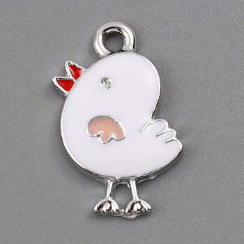 Charm  enameld  Chicken  White silver