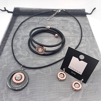  Set necklace earrings bracelet rose gold Hematite crystal