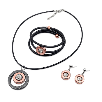  Set necklace earrings bracelet rose gold Hematite crystal