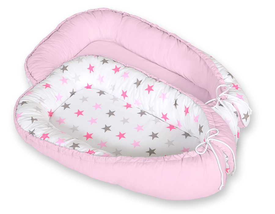Babynest Bobono Cocoon Premium Rosa Stjärnor (dubbelsidig) - 3