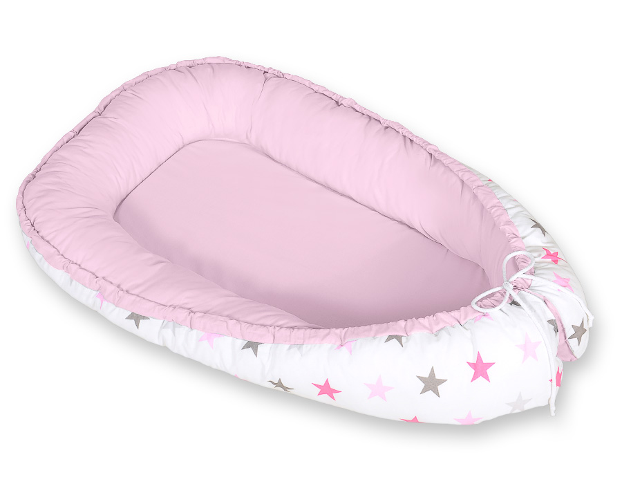 Babynest Bobono Cocoon Premium Rosa Stjärnor (dubbelsidig) - 2