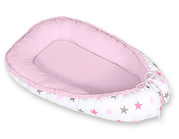 Babynest Bobono Cocoon Premium Rosa Stjärnor (dubbelsidig)