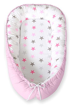 Babynest Bobono Cocoon Premium Rosa Stjärnor (dubbelsidig)