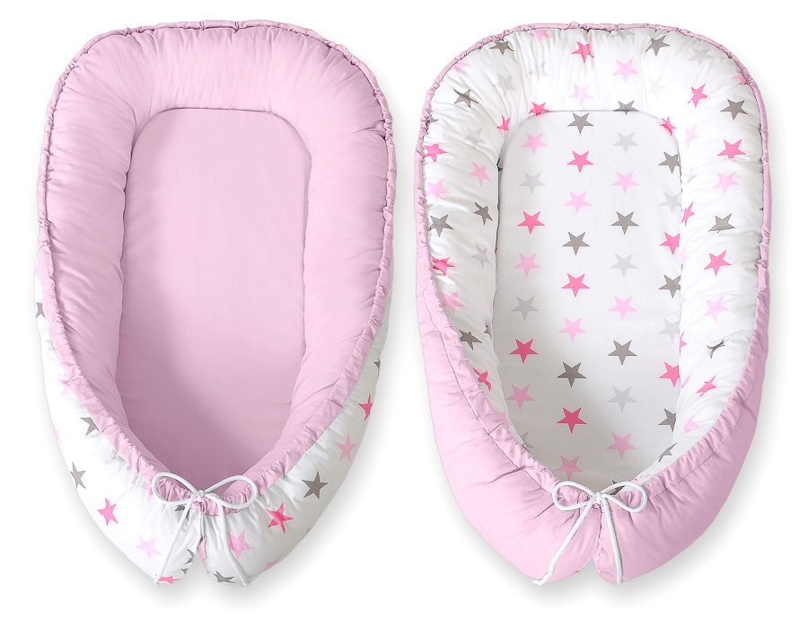 Babynest Bobono Cocoon Premium Rosa Stjärnor (dubbelsidig) - 4