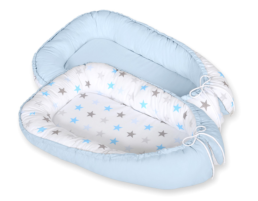 Babynest Bobono Cocoon Premium Blå Stjärnor (dubbelsidig) - 5