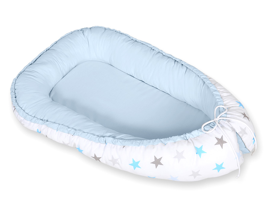 Babynest Bobono Cocoon Premium Blå Stjärnor (dubbelsidig) - 4