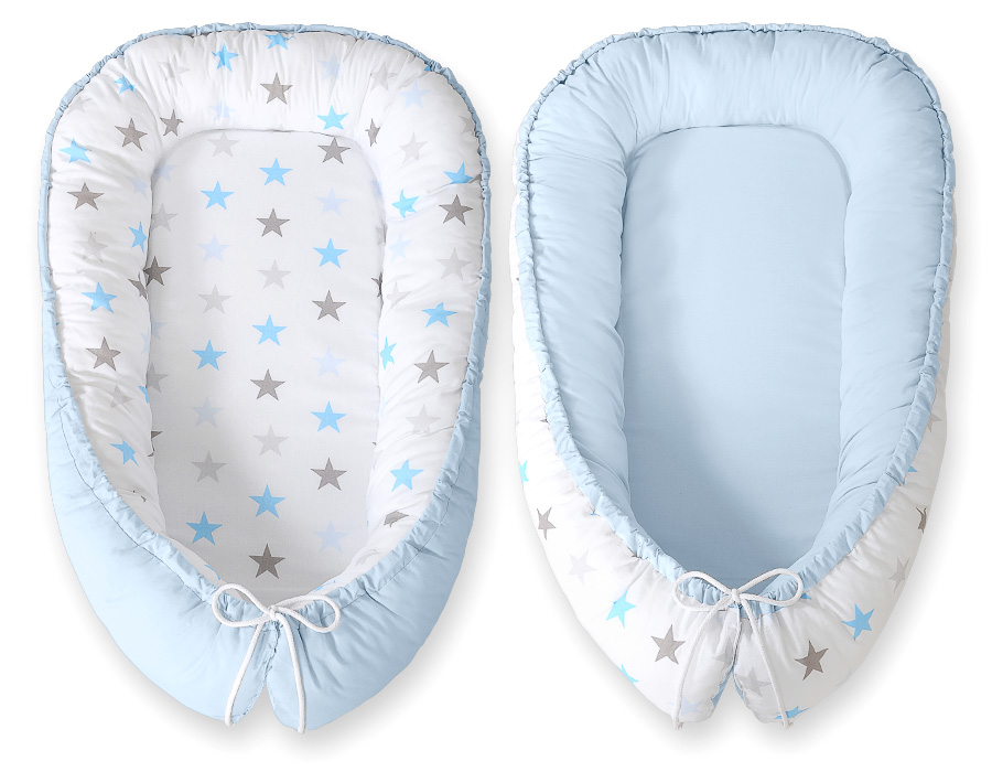 Babynest Bobono Cocoon Premium Blå Stjärnor (dubbelsidig) - 2