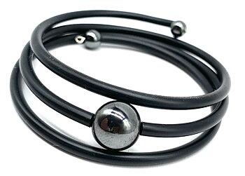 Armband Hematit kula svart gummi 