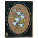 Aimo Nietosvuori (Landskapsblommor 1974) Rectangular Wall Plaque with Common Flax Motif 17 cm  [Sample Images]