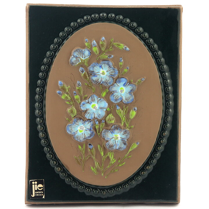 アイモ・ニェットボリ  Landskapsblommorシリーズ  フラックス (亜麻) の陶板  17cm  1974年  [サンプル画像]