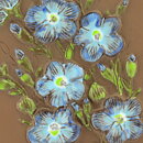 Aimo Nietosvuori (Landskapsblommor 1974) Rectangular Wall Plaque with Common Flax Motif 17 cm  [Sample Images]