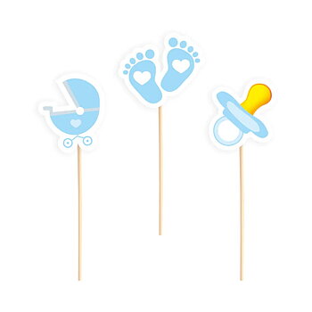 Cake picks  - Baby Shower - Ljusblå 6-pack