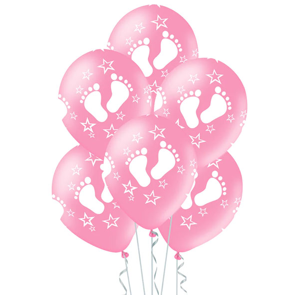 Ballongbukett Baby Shower - Rosa Bebisfötter 