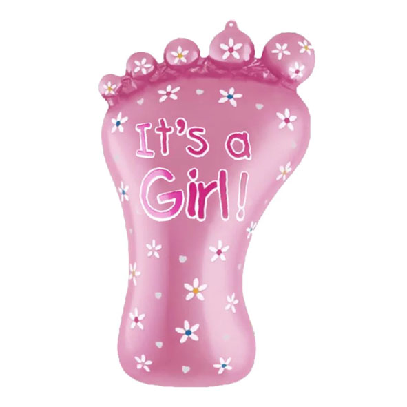 Folieballong - Rosa bebisfot "It´s a girl!"