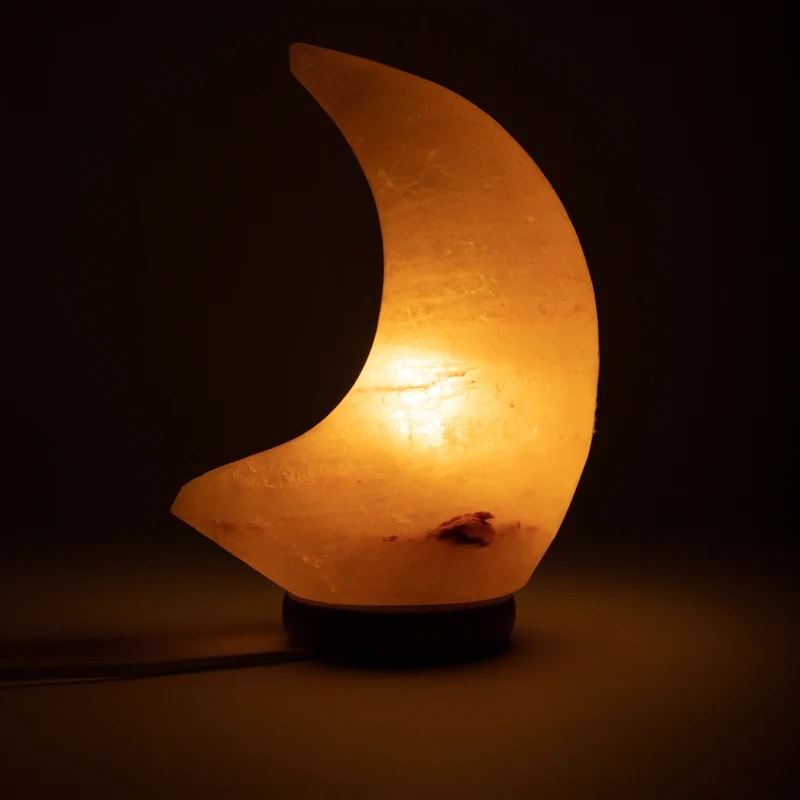 Salt lamp moon-shaped with cable and LED - 2