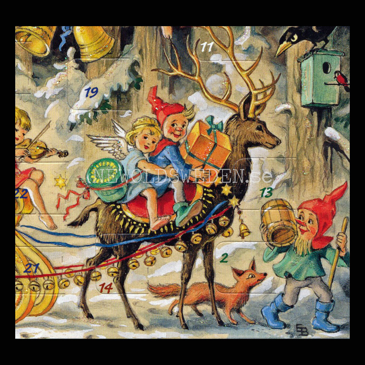 Adventskalenderkort Dubbel-kort med kuvert Elsa Beskow - 990 - 2