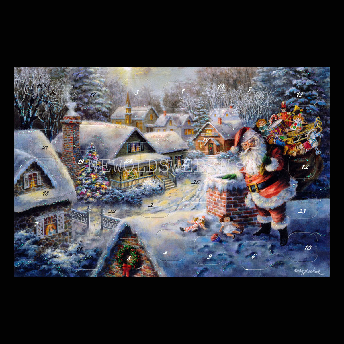 Adventskalenderkort Dubbel-kort med kuvert - 990