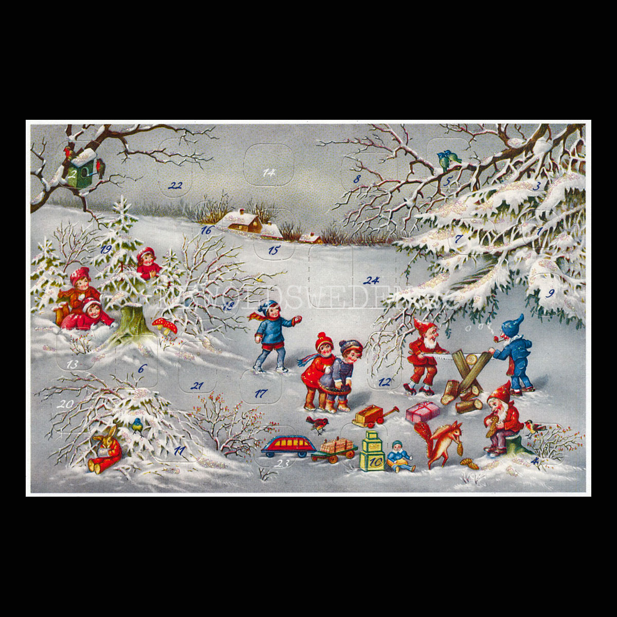 Adventskalenderkort Dubbel-kort med kuvert - 990