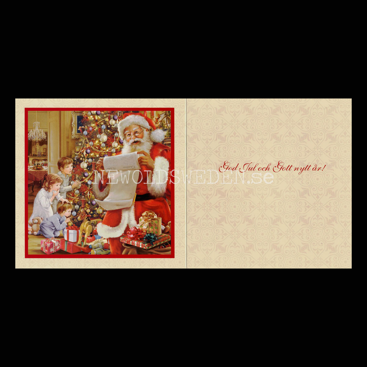 3D Tomte och barn Dubbel-kort med kuvert - 1225 - 2