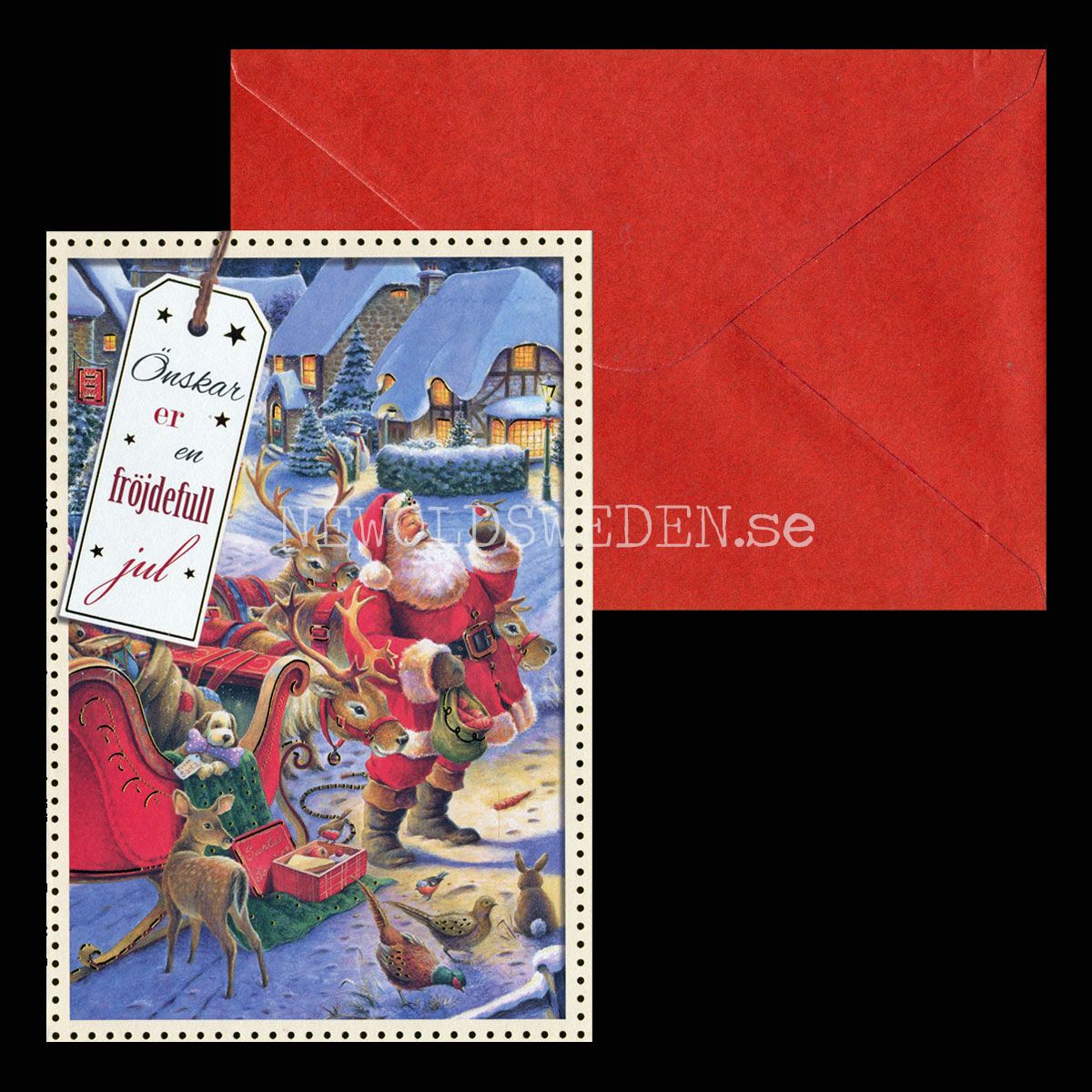 Tomte och renar Dubbel-kort med kuvert - 1225 - 3