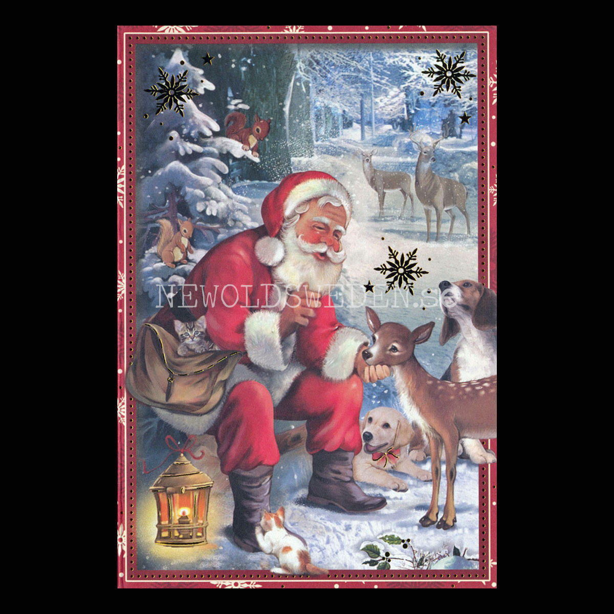 Tomte med djur Dubbel-kort med kuvert - 1225