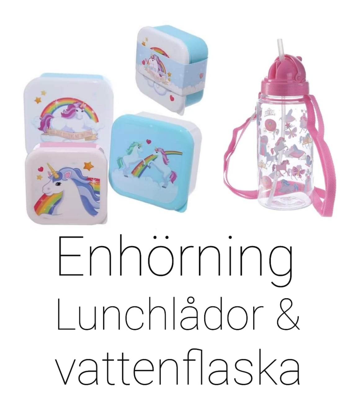 Paket Vattenflaska & Lunchlåda Enhörning