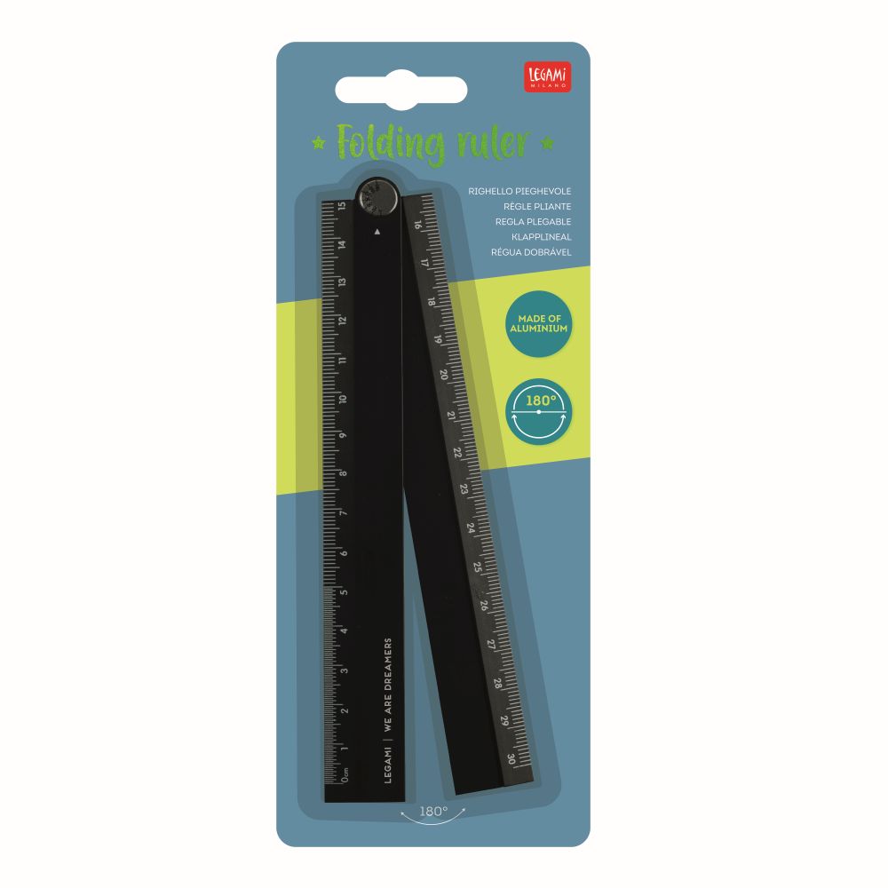 Folding Ruler, hopfällbar linjal och vinkelmätare, 30 cm