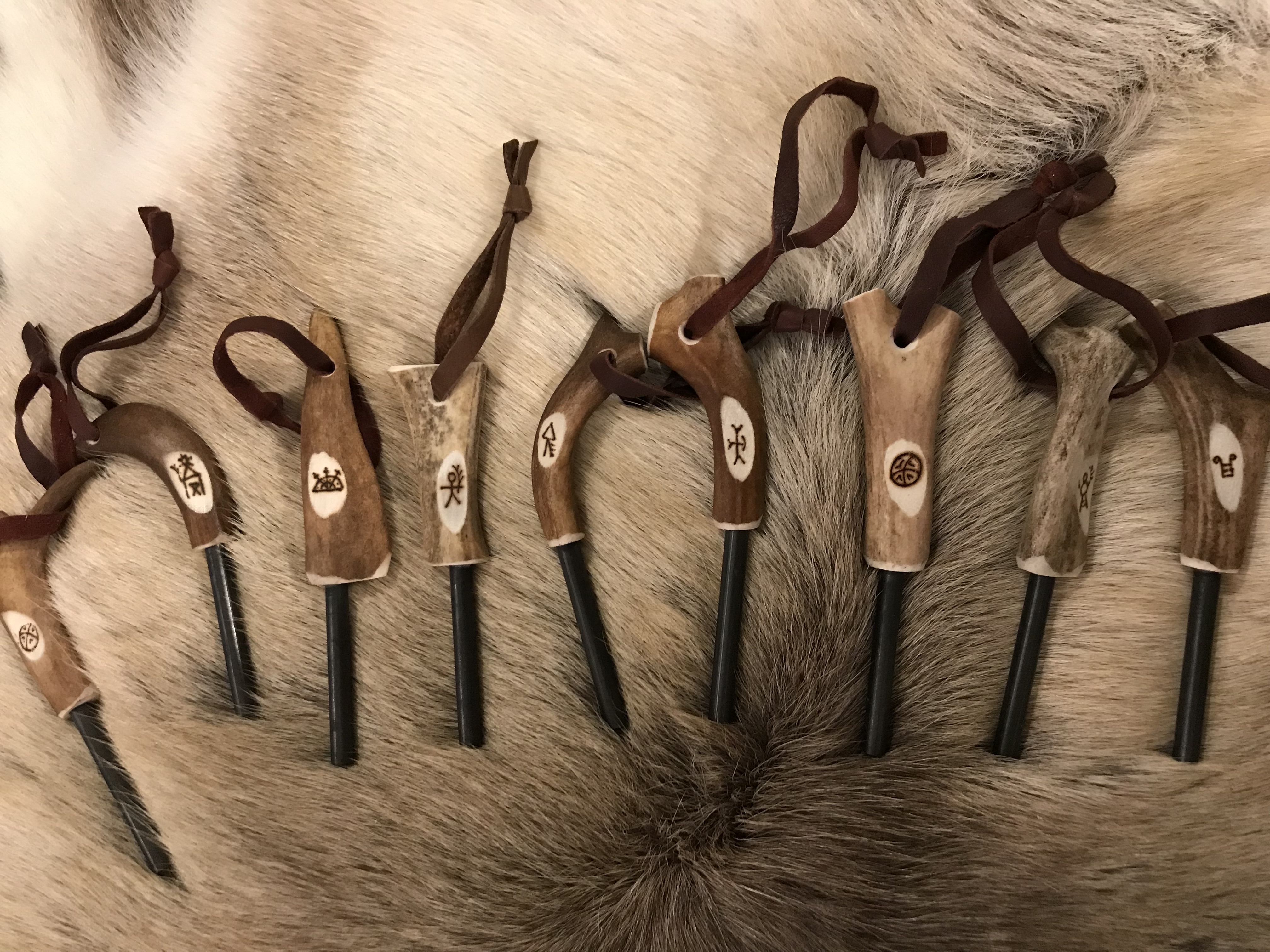 Tändstål med renhorn och läderband - 3
