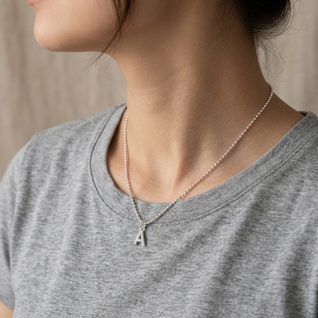 Bokstavshalsband med zirkoner - Silver - 3
